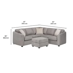 Fabric Sectional with Matching Ottoman