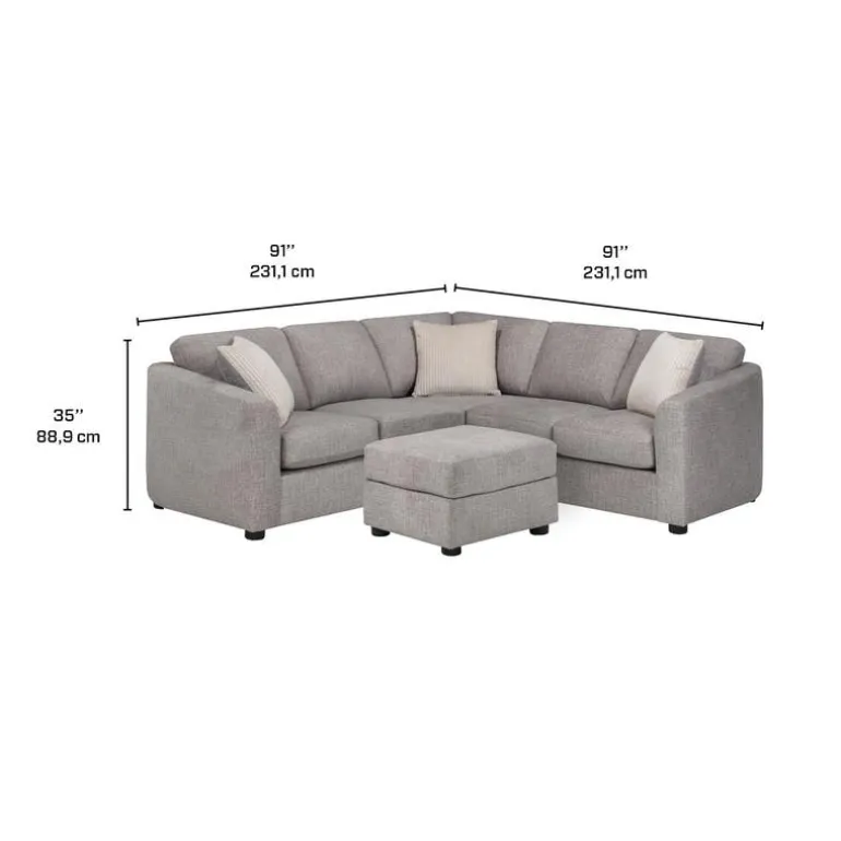 Fabric Sectional with Matching Ottoman