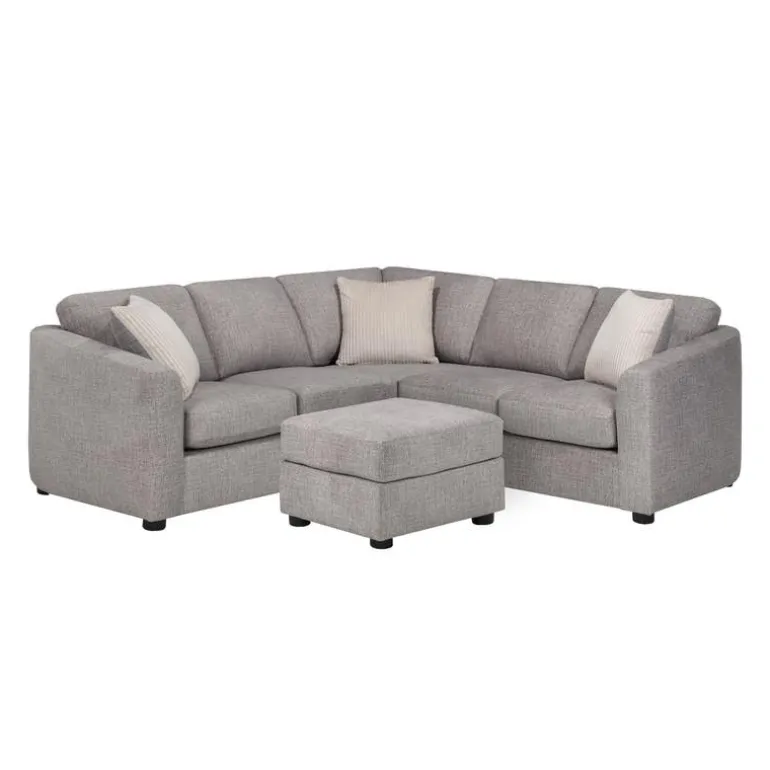 Fabric Sectional with Matching Ottoman