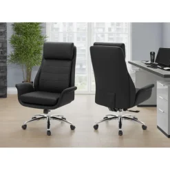 Faux Leather Ergonomic Office Chair - Black - Monarch