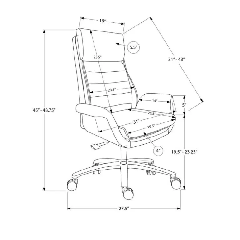 Faux Leather Ergonomic Office Chair - Black - Monarch