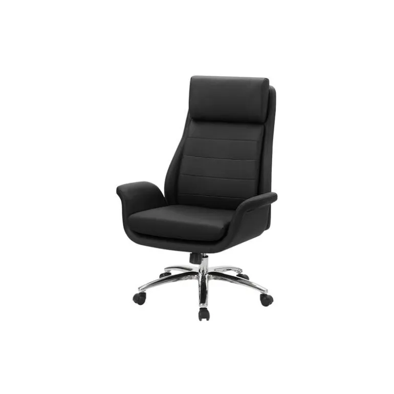 Faux Leather Ergonomic Office Chair - Black - Monarch
