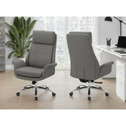 Faux Leather Ergonomic Office Chair - Dark Grey - Monarch