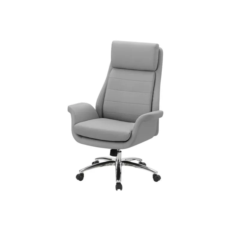 Faux Leather Ergonomic Office Chair - Light Grey - Monarch