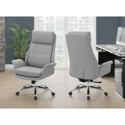Faux Leather Ergonomic Office Chair - Light Grey - Monarch