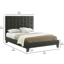 Faux Leather King Bed with Headboard (78'')