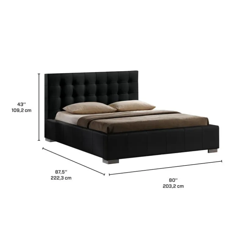 Faux Leather King Bed with Headboard (78'')