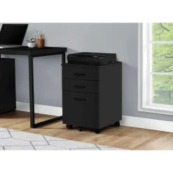 Filing cabinet - 3 drawer / black on castors - Monarch