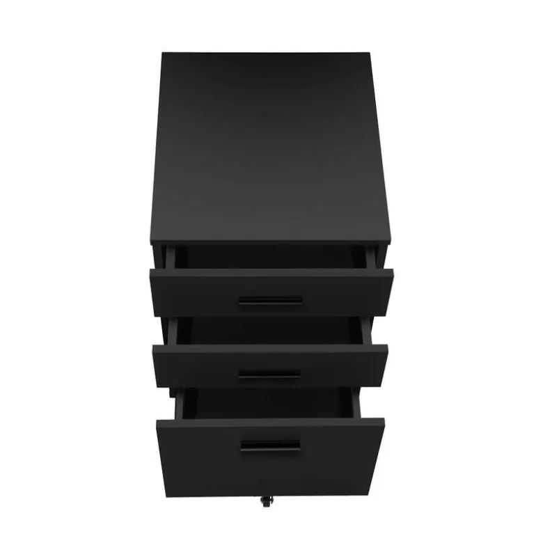Filing cabinet - 3 drawer / black on castors - Monarch
