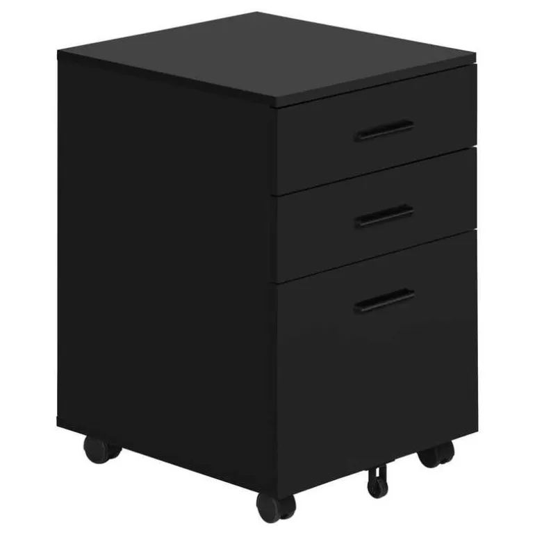 Filing cabinet - 3 drawer / black on castors - Monarch