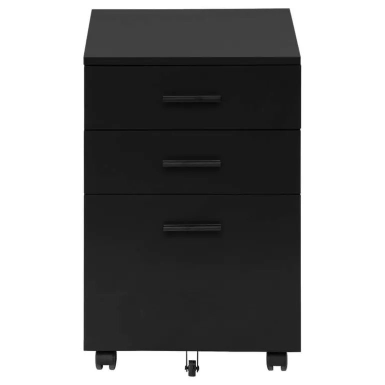 Filing cabinet - 3 drawer / black on castors - Monarch