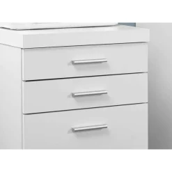 Filing cabinet - 3 drawer / white on castors - Monarch