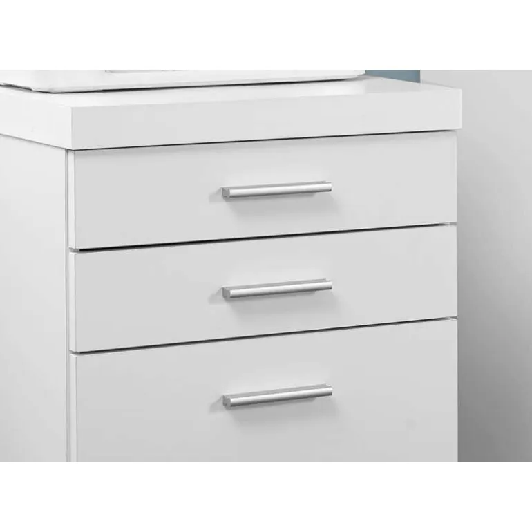 Filing cabinet - 3 drawer / white on castors - Monarch