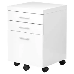 Filing cabinet - 3 drawer / white on castors - Monarch