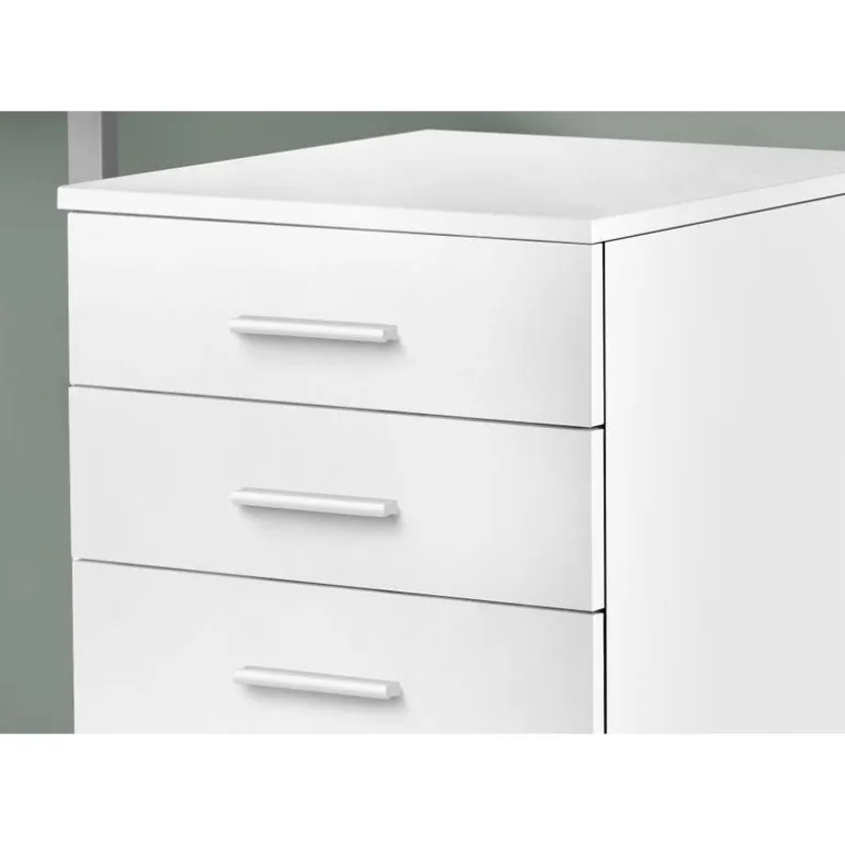 Filing cabinet - 3 drawer / white on castors - Monarch