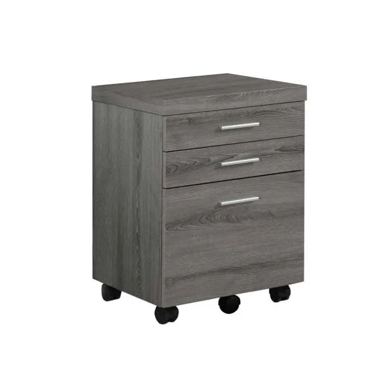 Filing cabinet - 3 drawer / dark taupe on castors - Monarch