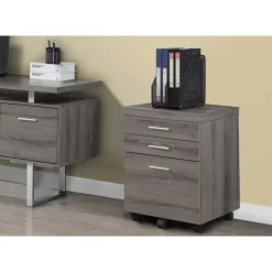 Filing cabinet - 3 drawer / dark taupe on castors - Monarch