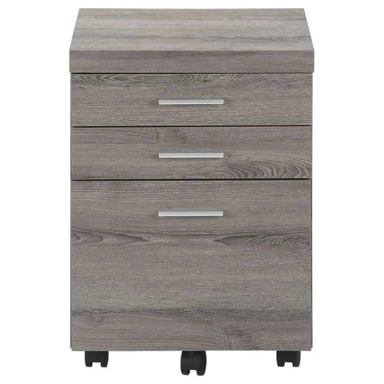 Filing cabinet - 3 drawer / dark taupe on castors - Monarch