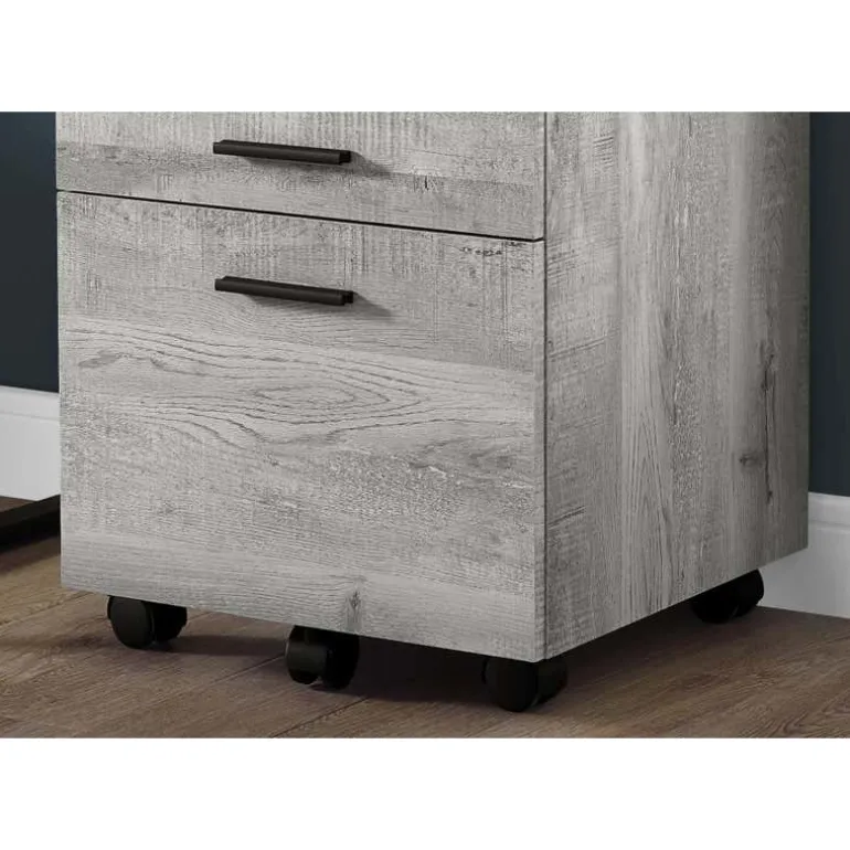 Filing cabinet - 3 drawer / grey reclaimed wood / castors - Monarch