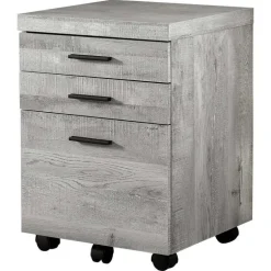 Filing cabinet - 3 drawer / grey reclaimed wood / castors - Monarch