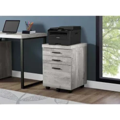 Filing cabinet - 3 drawer / grey reclaimed wood / castors - Monarch