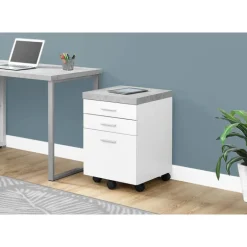 Filing cabinet - 3 drawer / white / cement-look on castor - Monarch