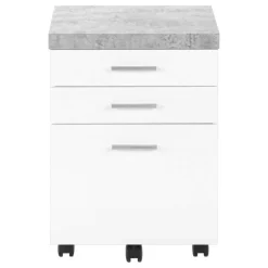Filing cabinet - 3 drawer / white / cement-look on castor - Monarch