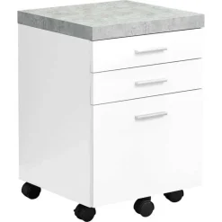 Filing cabinet - 3 drawer / white / cement-look on castor - Monarch