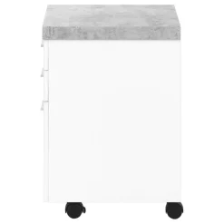 Filing cabinet - 3 drawer / white / cement-look on castor - Monarch