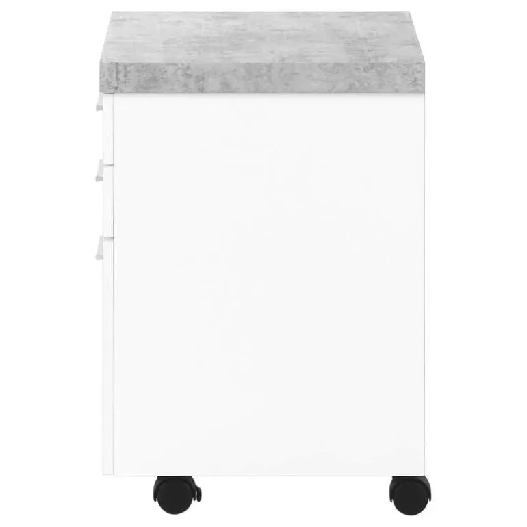 Filing cabinet - 3 drawer / white / cement-look on castor - Monarch