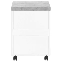 Filing cabinet - 3 drawer / white / cement-look on castor - Monarch