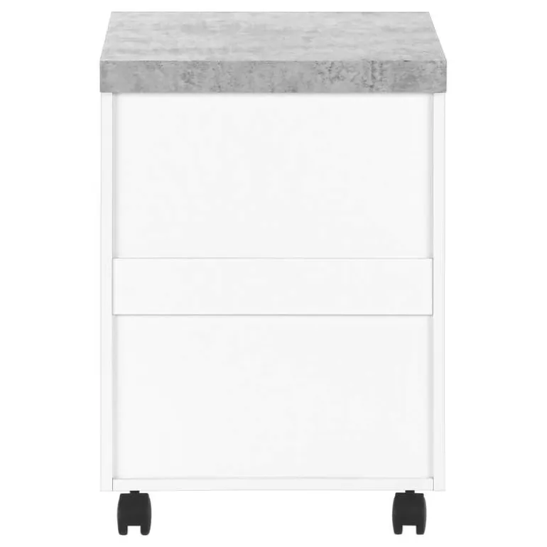 Filing cabinet - 3 drawer / white / cement-look on castor - Monarch