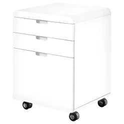Filing cabinet - 3 drawers / white gloss / castors - Monarch