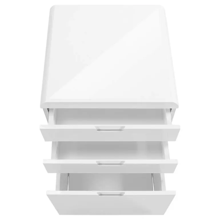Filing cabinet - 3 drawers / white gloss / castors - Monarch