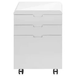 Filing cabinet - 3 drawers / white gloss / castors - Monarch