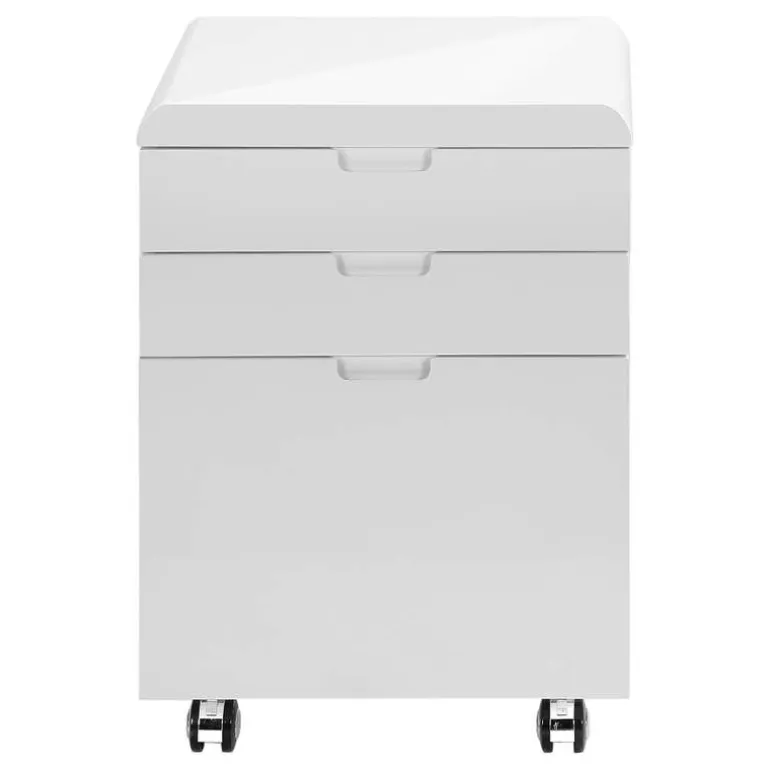 Filing cabinet - 3 drawers / white gloss / castors - Monarch