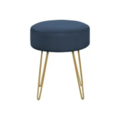 Footrest with Golden Hairpin-Style Legs - Navy Blue