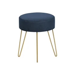 Footrest with Golden Hairpin-Style Legs - Navy Blue