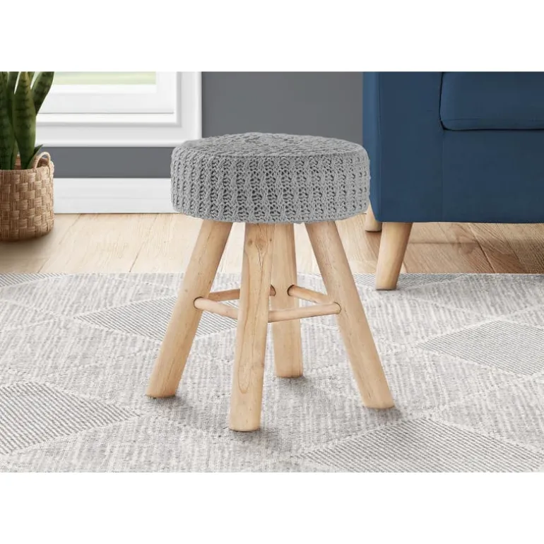 Footrest with Golden Hairpin-Style Legs - Grey