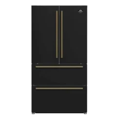 FORNO 19,2 Cu Ft 36 In Refrigerator Black Bottom Freezer, French door - FFRBI1820-36