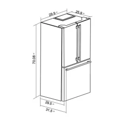 FORNO 17,5 Cu Ft 30 In Refrigerator Black Bottom Freezer, French door - FFFFD1974-31