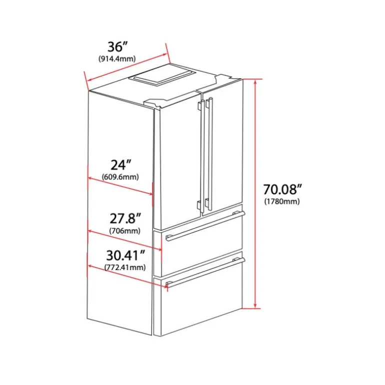 FORNO 19,2 Cu Ft 36 In Refrigerator White Bottom Freezer, French door - FFRBI1820-36