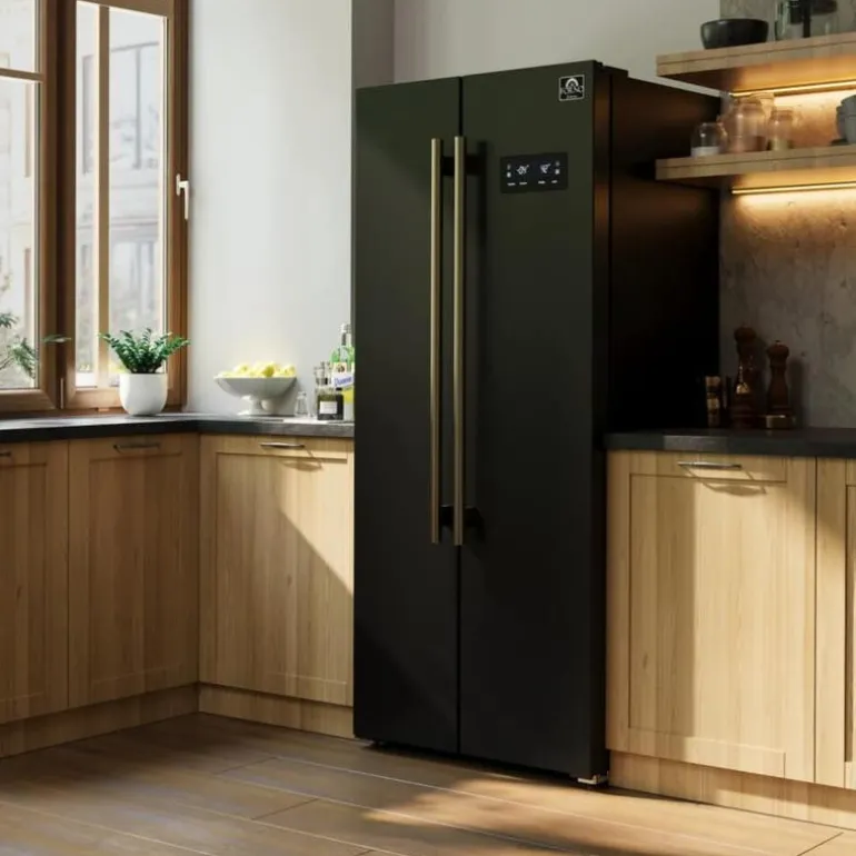 FORNO 15,6 Cu Ft 33 In Refrigerator Black Side by side - FFRBI1805-33