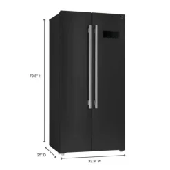 FORNO 15,6 Cu Ft 33 In Refrigerator Black Side by side - FFRBI1805-33