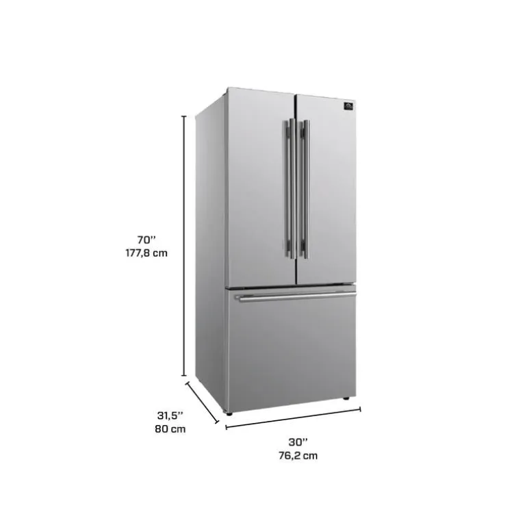 FORNO 17,5 Cu Ft 30 In Refrigerator Stainless Bottom Freezer, French door - FFFFD1974-31