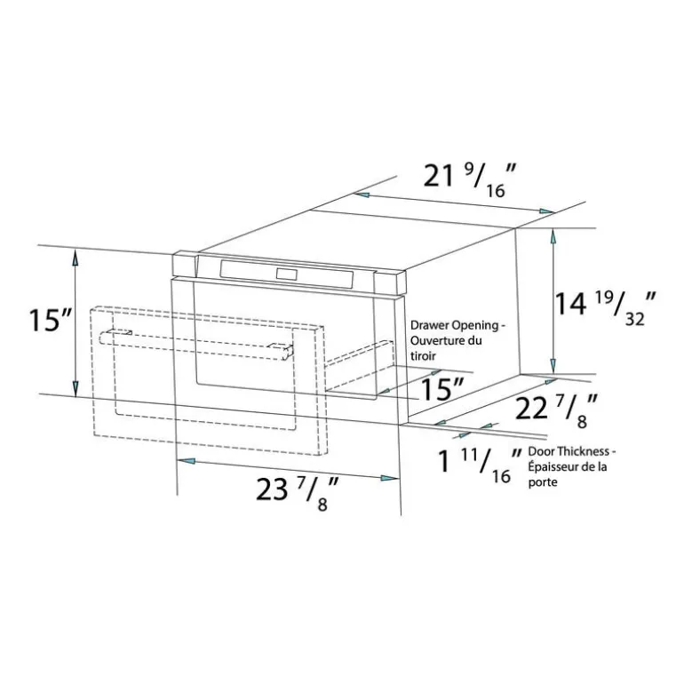 FORNO 24 In Microwave Drawer Stainless 1500 22.13" FMWDR3000-24