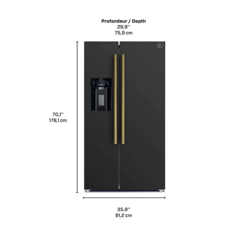 FORNO 36 in Side-by-Side Refrigerator Black Side by side - FFRBI1844-36
