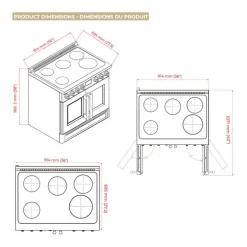FORNO 36" Range Stainless 36" Electric Induction - FFSIN0950-36