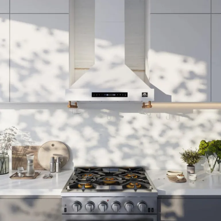 FORNO 30" Wall-Mounted Range Hood Wall Mount White 29.3" , 375 CFM - FRHWM5503-30