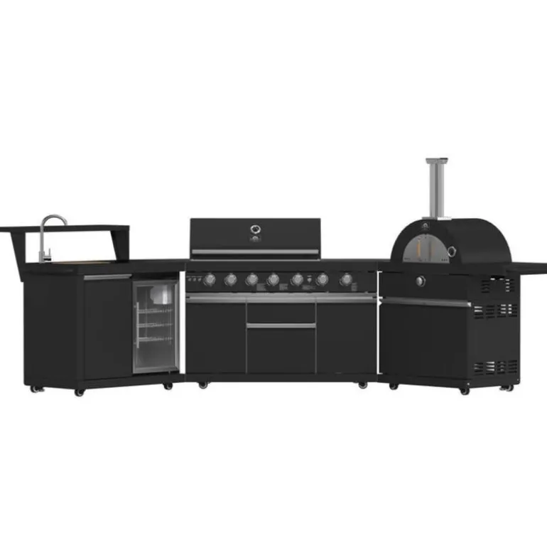 Forno All'Aperto Outdoor Kitchen with BBQ, Pizza Oven, Sink and Bar – 87,600 BTU